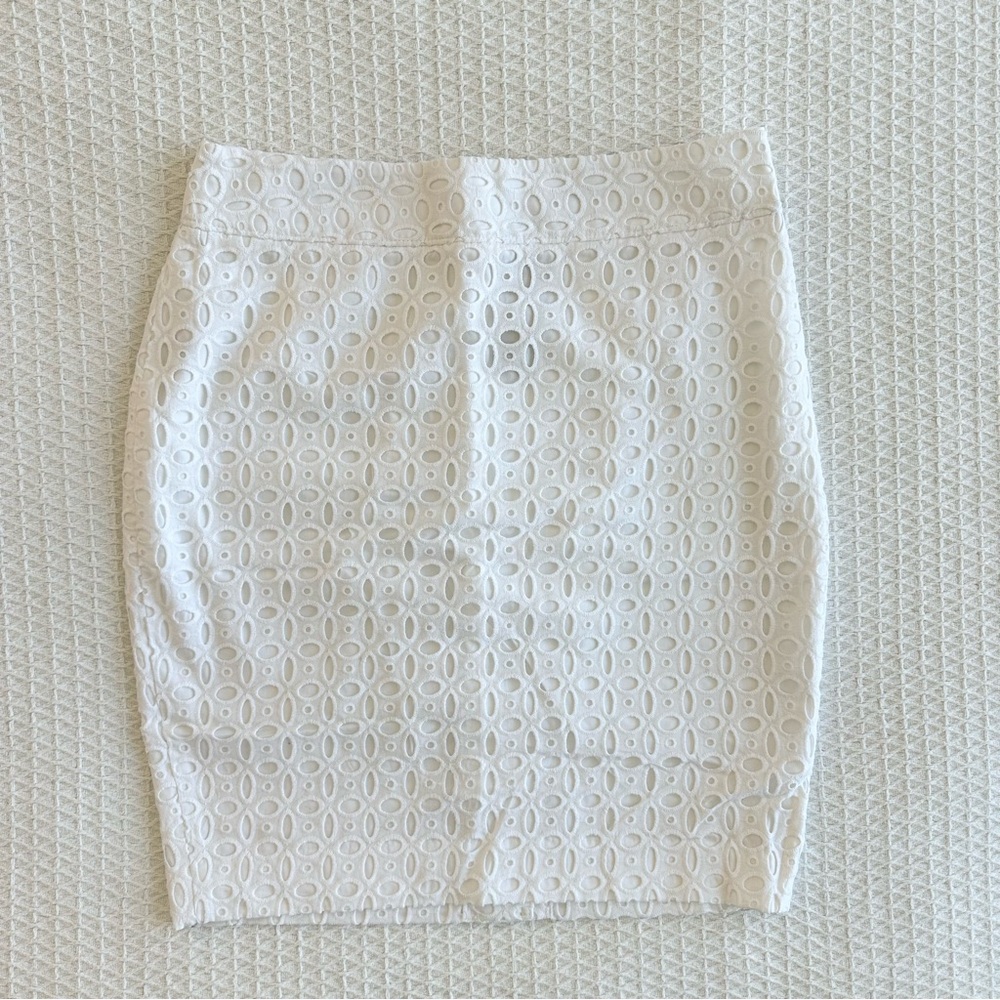 NWT LOFT white eyelet lace pencil mini skirt